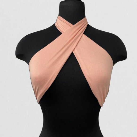 Twist Front Halter Top - PEACH - Picture 2 of 3